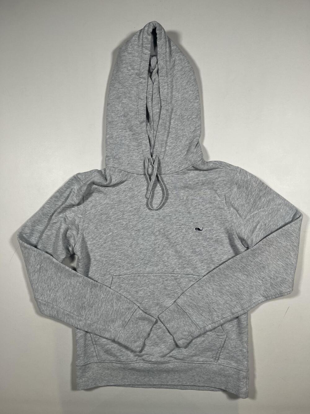Vineyard Vines Hoodie Womens XS Gray Pullover Fleece Kangaroo Pocket Whale Logo